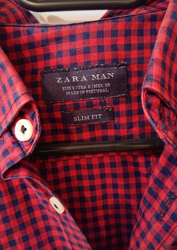 Chemise à carreaux rouge et bleu marine - photo numéro 3