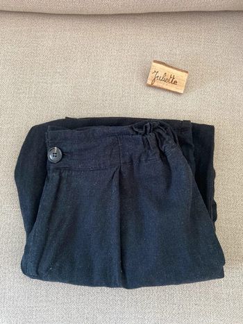 Pantalon ample noir mélange lin Zara Taille S