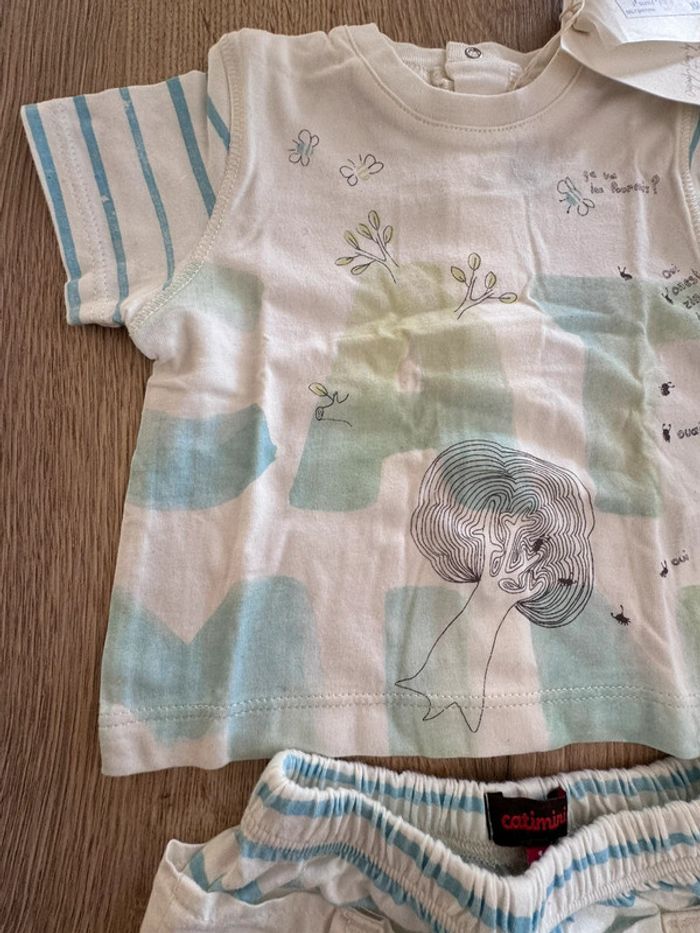 Ensemble tee-shirt + pantalon taille 1 mois catimini neuf avec étiquettes - photo numéro 5
