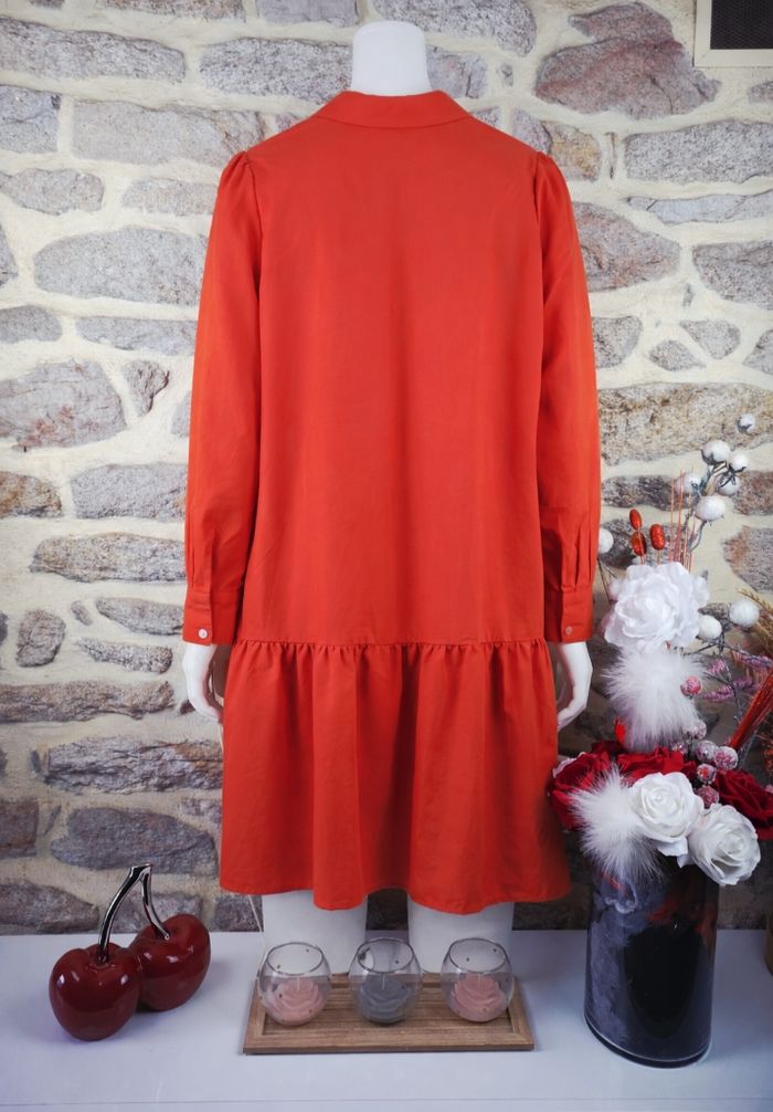 Robe chemise coucher de soleil orangé corail unie Femme taille 54 marque Asos 🌺 - photo numéro 2