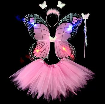 Déguisement papillon rose clair aile a LED et ces accessoires Taille unique 3-6ans