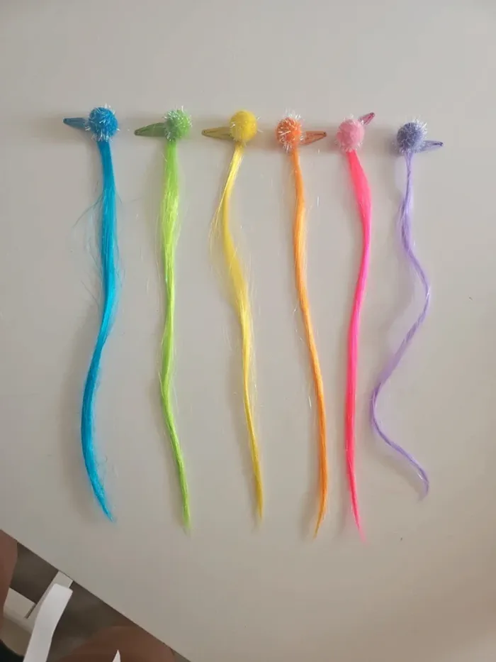 Lot de 6 barrettes arc-en-ciel avec extension