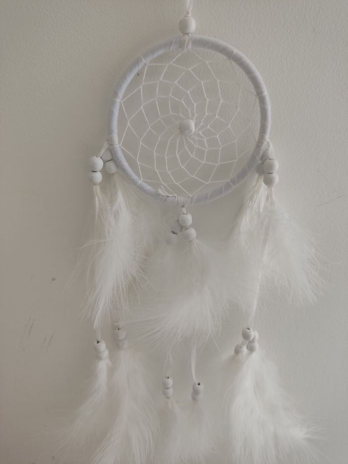 Attrape rêve plumes blanches - photo numéro 2