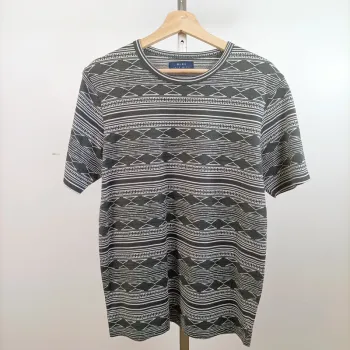 T-shirt à motif jacquard vert/gris – Bleu Isle Bleu – Taille L A758