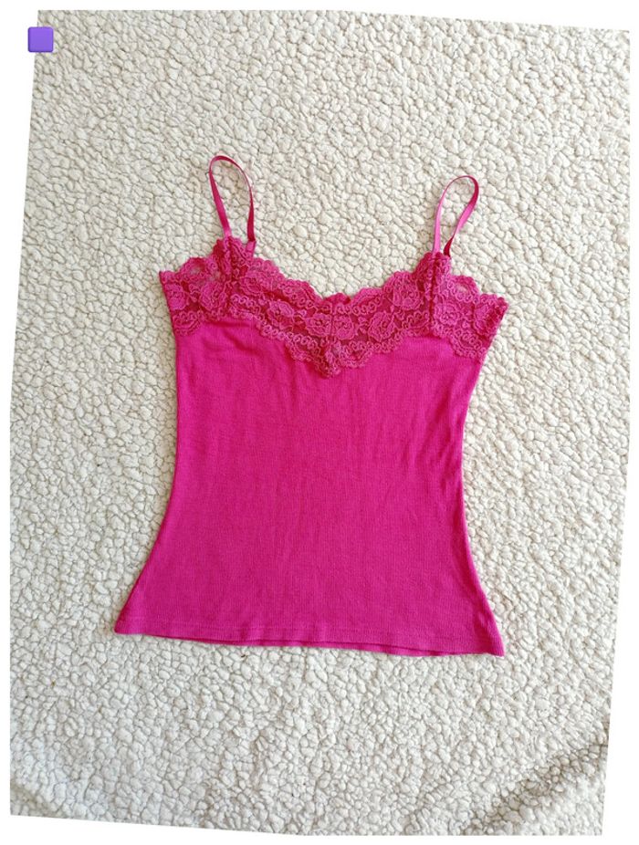 Caraco fuchsia dentelle fine – Taille S sexy vintage mignon cute