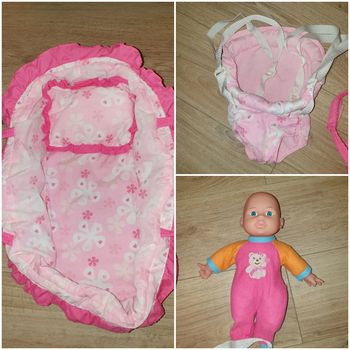 Ensemble poupée couffin porte bébé