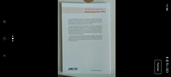 Livre de QCM de bio physique Olivier François couturier UE3 médecine pass Angers - photo numéro 2