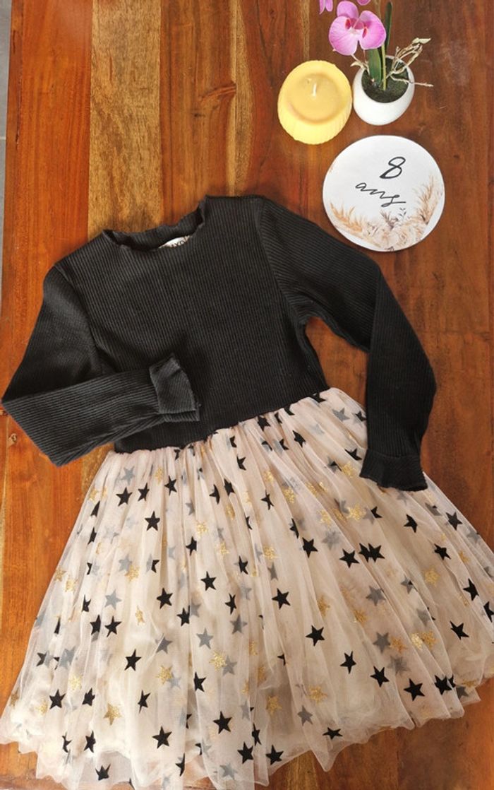 Robe de fête avec tulle étoilé 8 ans