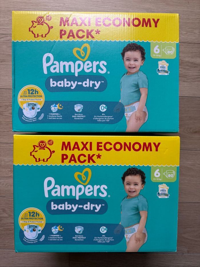 160 couches Pampers baby dry taille 6