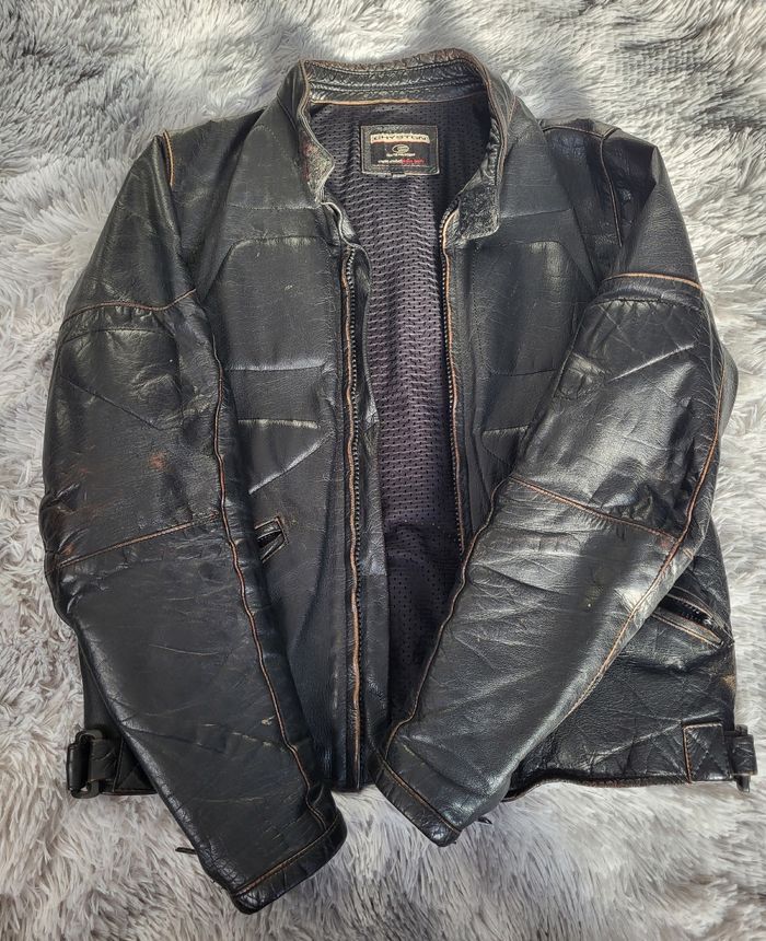 Blouson cuir Chyston café racer biker homme cuir mouton Noir Vieilli taille Ln