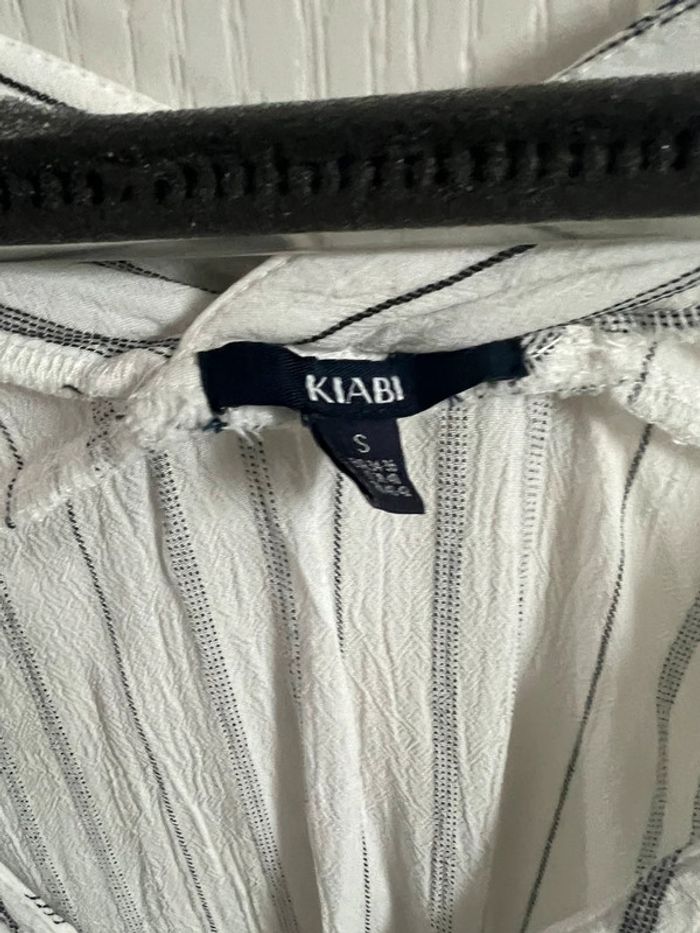 Top blouse femme Kiabi blanc rayures grises taille s - photo numéro 2