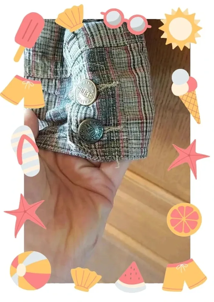 Ensemble pantacourt et boléro/gilet sans manches à carreaux - photo numéro 8