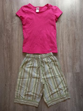 tee shirt rose et bermuda rayé taille 6 ans