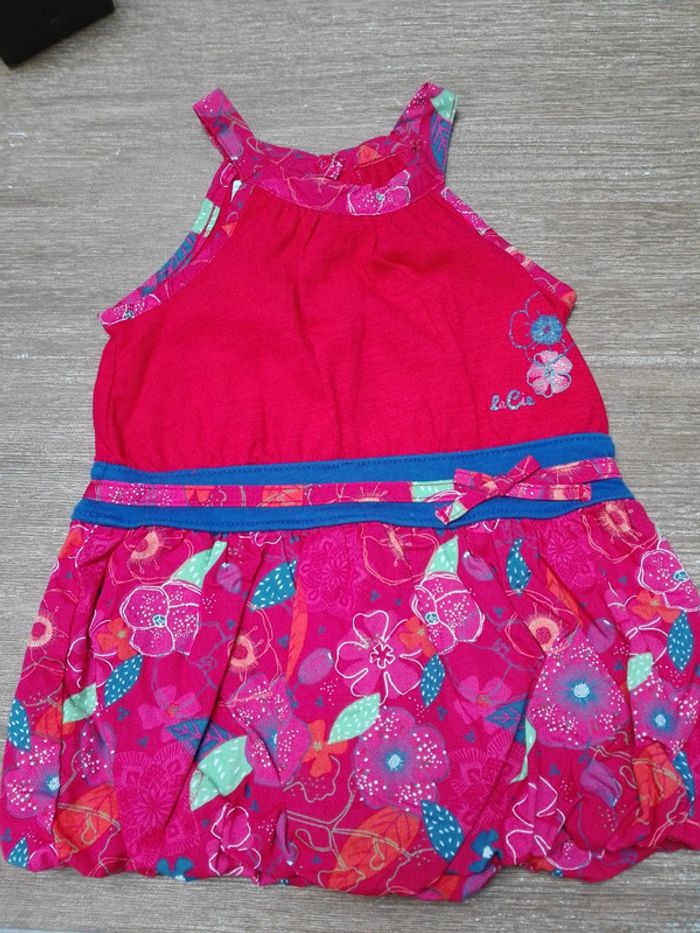 Robe été bretelles bebe fille 6 mois compagnie des petits rouge fleurs liberty neuf