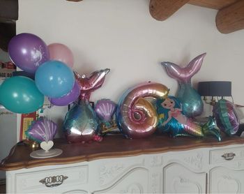 Lot décorations anniversaire fille thème sirène ballons + chiffre 6 TBE 🧜‍♀️