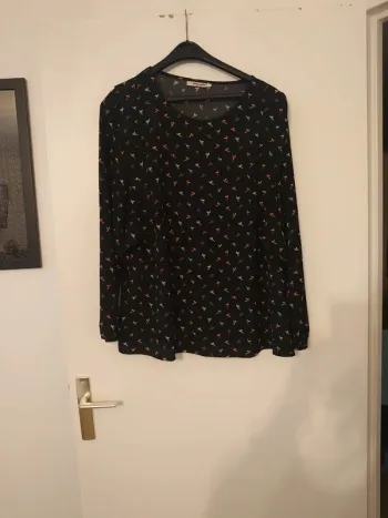 Blouse fluide manches longues oiseaux