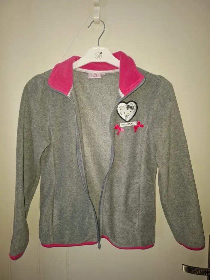 Gilet polaire gris Kitty 10 ans