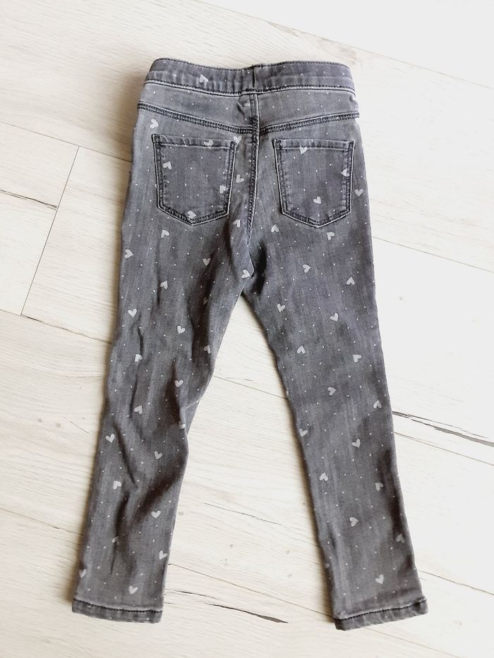 Vêtement fille pantalon gris jean motifs coeurs Vert Baudet 4 ans - photo numéro 3