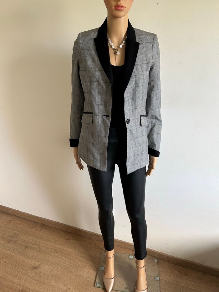 Blazer gris et noir à carreaux Morgan taille 34 jamais porté - photo numéro 2