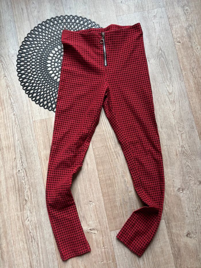 Jegging carreau rouge noir