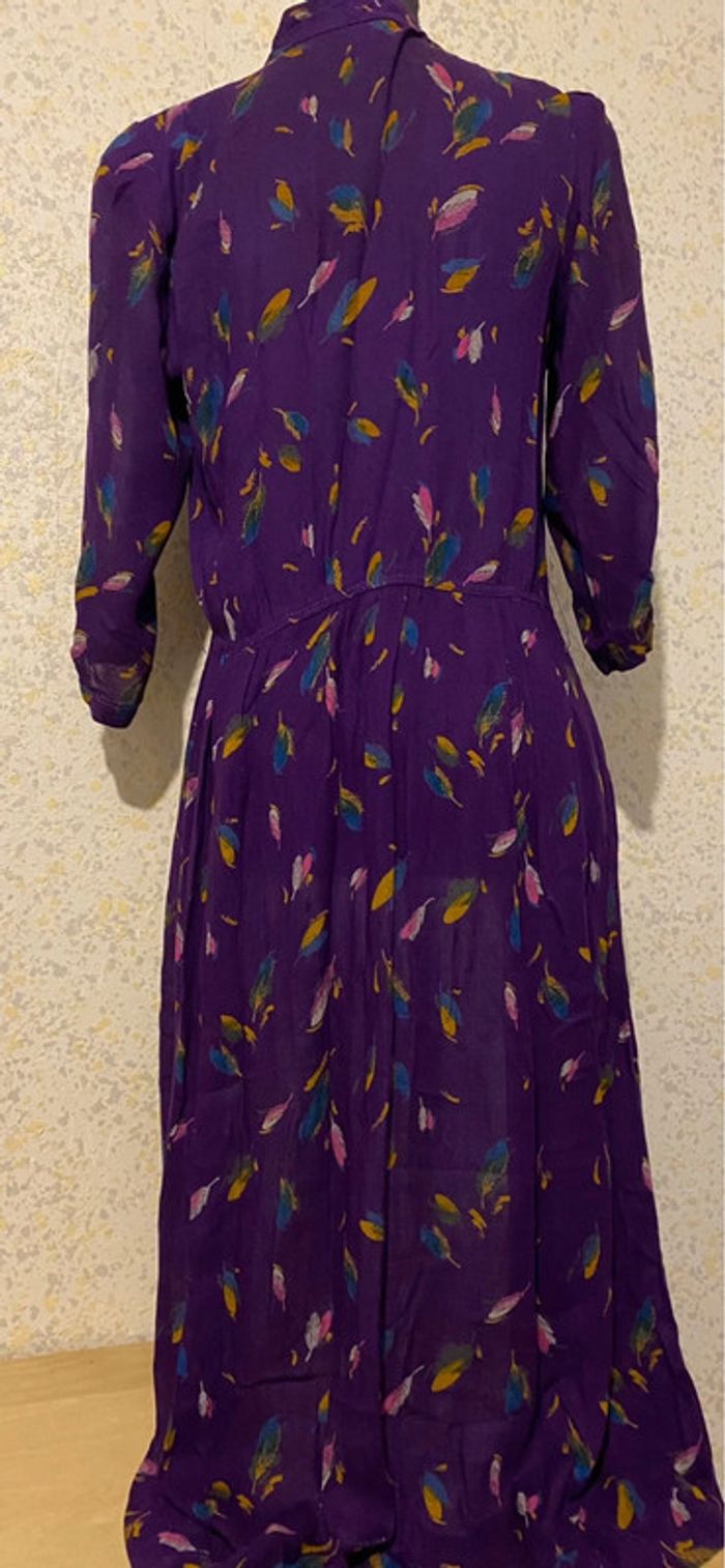 Robe vintage violette motif plume 38 - photo numéro 3
