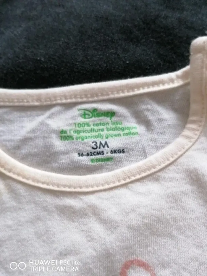 lot 2 t-shirt manche longue Disney – 3-6 mois – Crème/rose - photo numéro 2