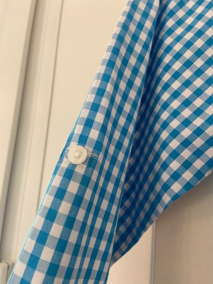 Chemise en coton vichy blanc et bleu Monoprix taille 10 ans - photo numéro 7