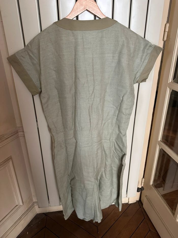 Robe vintage Celine 42 lin verte kaki - photo numéro 2