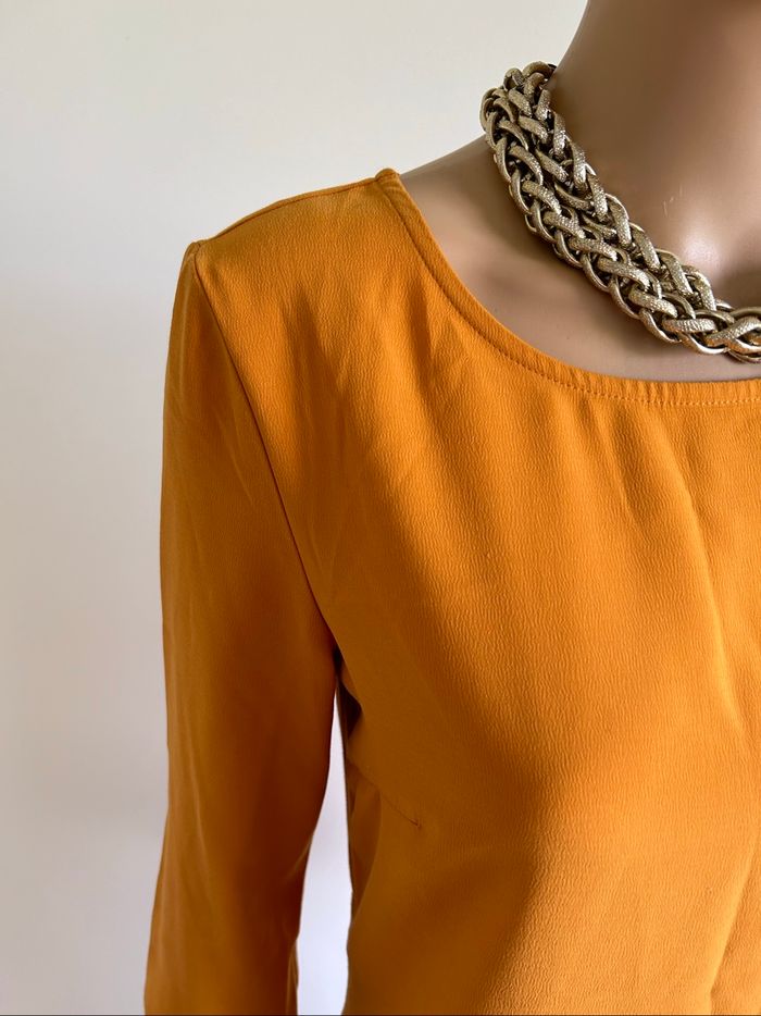 Robe jaune avec manches 3/4 Vila taille 36 TBE - photo numéro 4