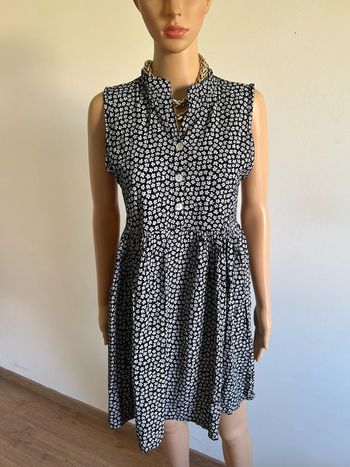 Robe imprimée noire et blanche sans manches Made in Italy taille unique TBE