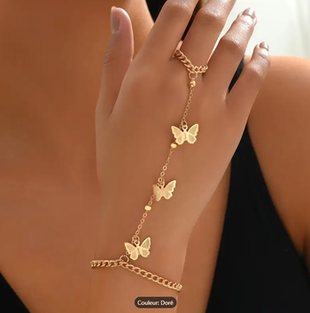 Ravissant bijou dos de main *neuf* bracelet bague papillon 🦋 doré or