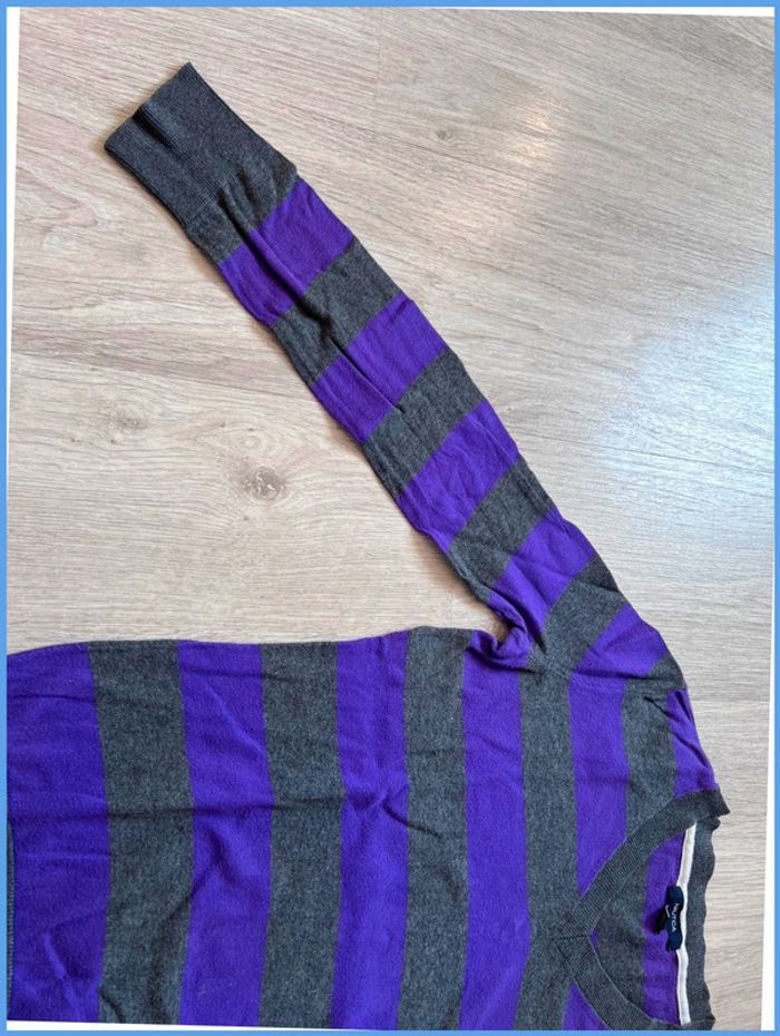 Pull femme fin col V Nautica avec logo brodé Violet et Gris Taille S - photo numéro 11