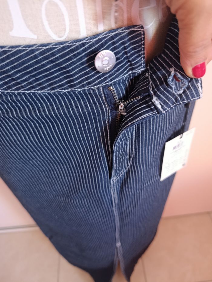 Sublime jupe longue droite fendue Neuve rayée - photo numéro 6