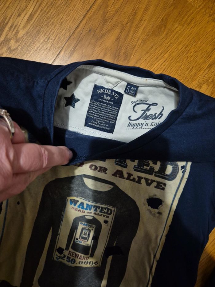 Nkds.372 tee-shirt marine wanted taille 5 ans - photo numéro 2