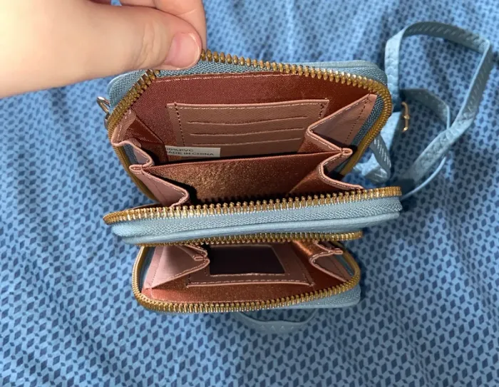 Pochette bandoulière bleu et doré - photo numéro 3