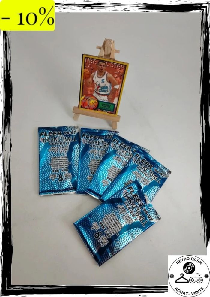 Lot de 5 Boosters neufs dont 1 ouvert 1996-97 Fleer serie 2 NBA Basketball 8 Card Kobe RC Jordan SP - photo numéro 2
