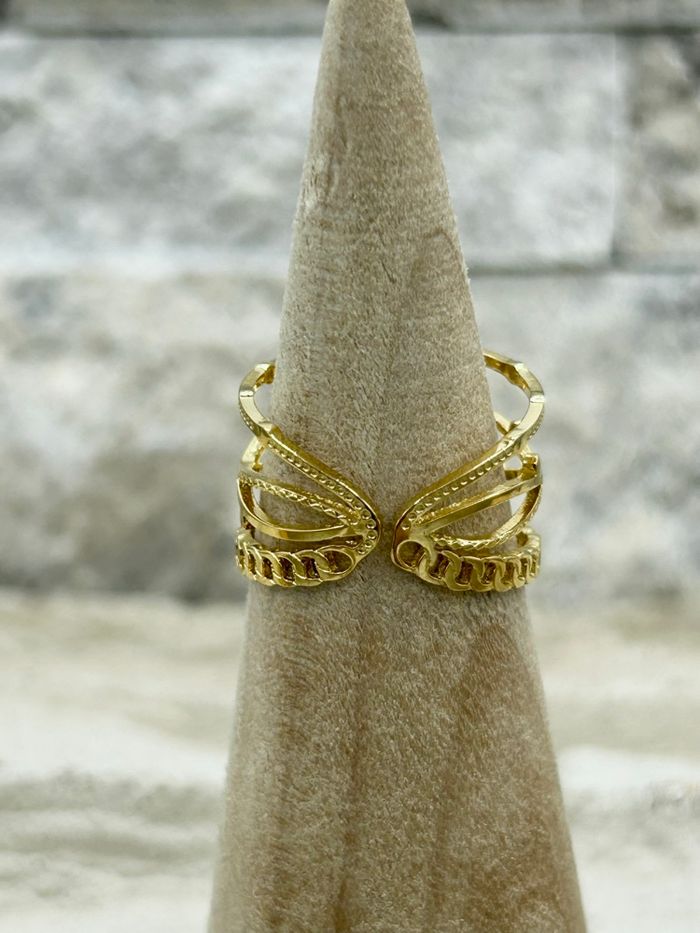 Bague doré et blanche  en acier inoxydable - photo numéro 2