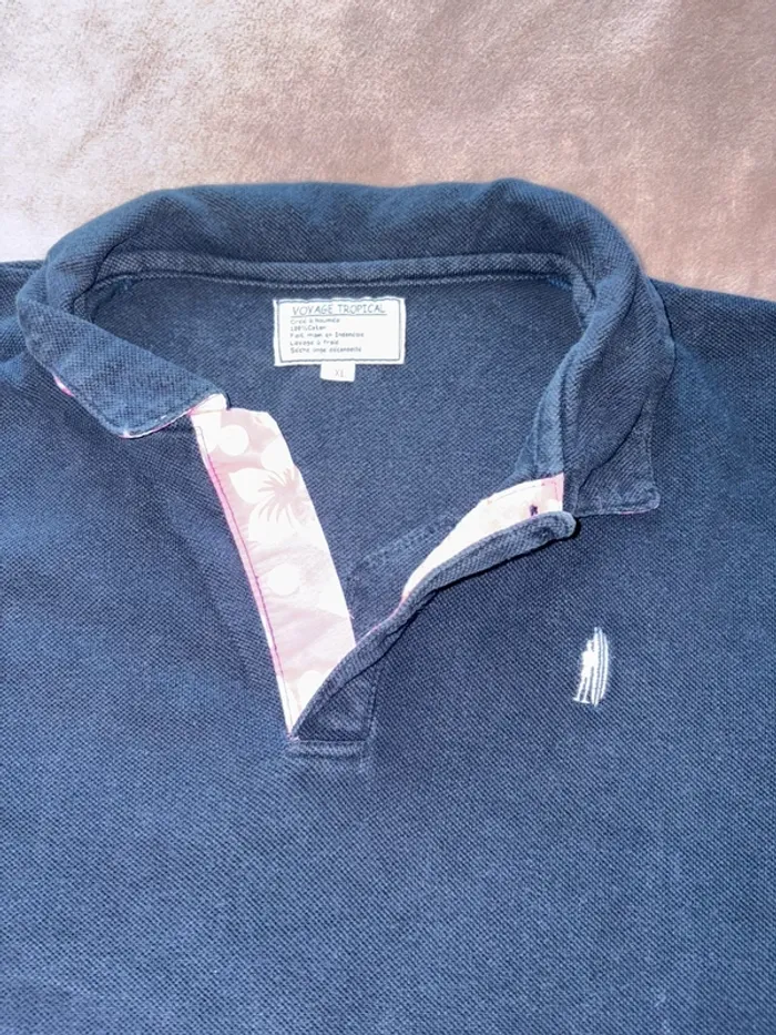 Polo homme 100% coton taille XL bleu marine en très bon état - photo numéro 4