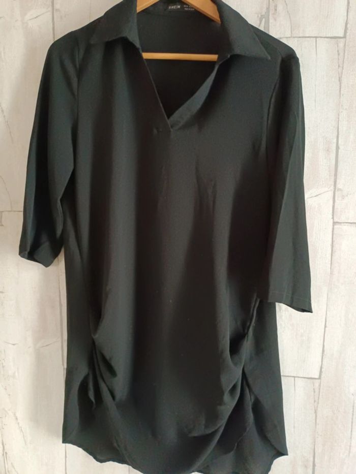 Robe chemise noire asymétrique - photo numéro 2