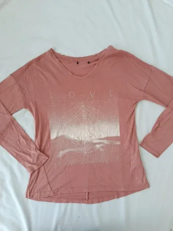 T-shirt manches longues rose  Kiabi femme taille S