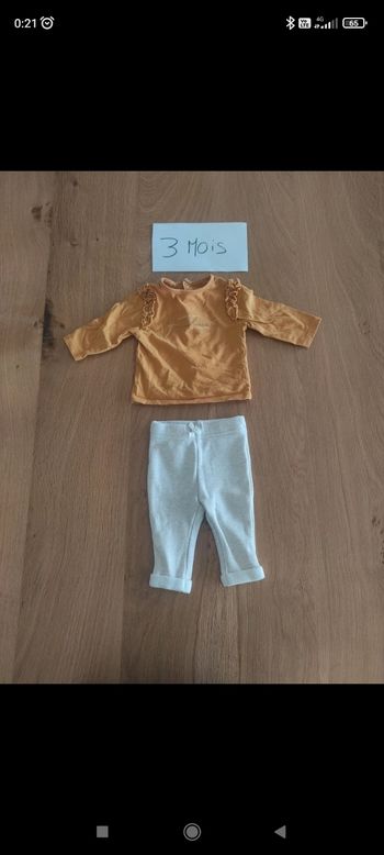 Ensemble bébé fille taille 3 mois pantalon chaud survêtement et t-shirt manches longuesneuf juste laver