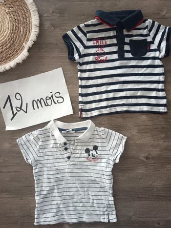 🌞 lot de 2 t-shirts 12 mois très bon état général