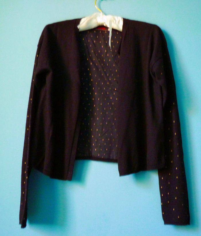 Gilet fille Catimini 14 ans noir cloute manches longues TBE