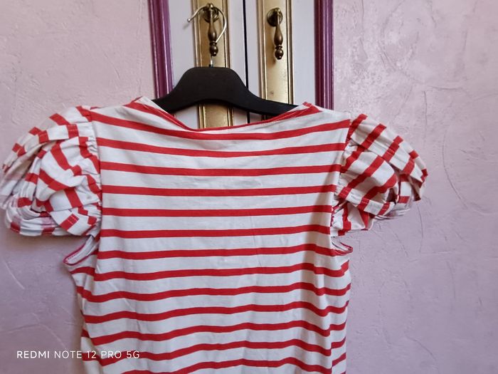 Tee-shirt rayé rouge- blanc T.42/44 - photo numéro 8
