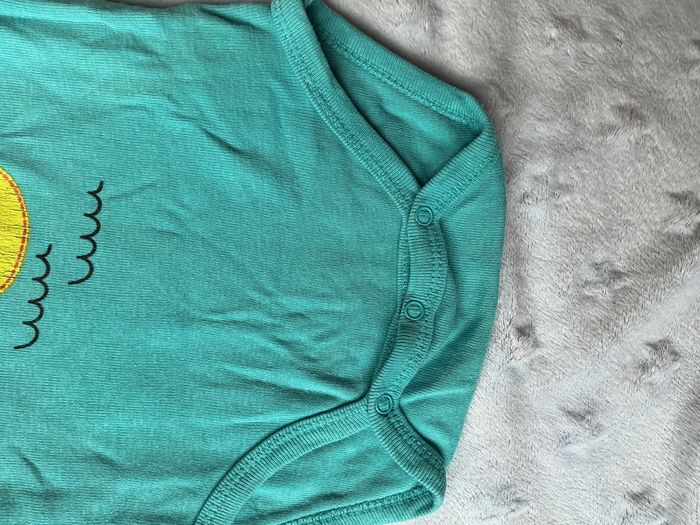 body manches courtes turquoise dessin devant 3 mois mots d'enfants - photo numéro 4