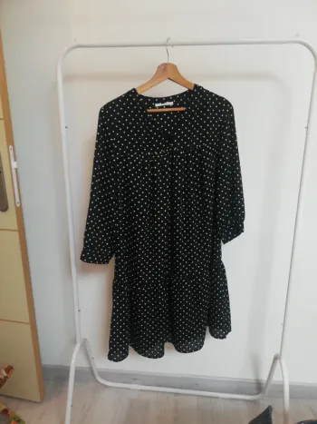 Robe manches longues noir et blanc camaieu