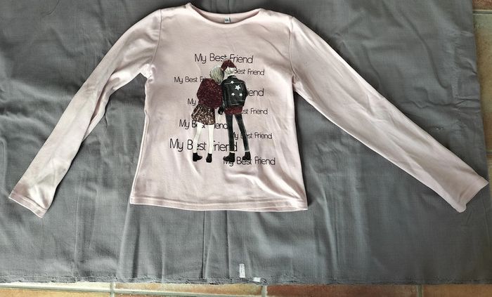 T.shirt manches longues rose à sequins 12 ans