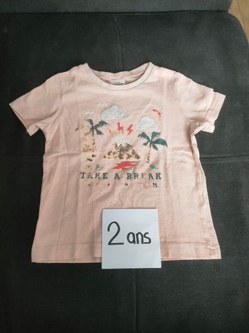 T-shirt manches courtes rose clair bébé garçon 2 ans tape a l'oeil