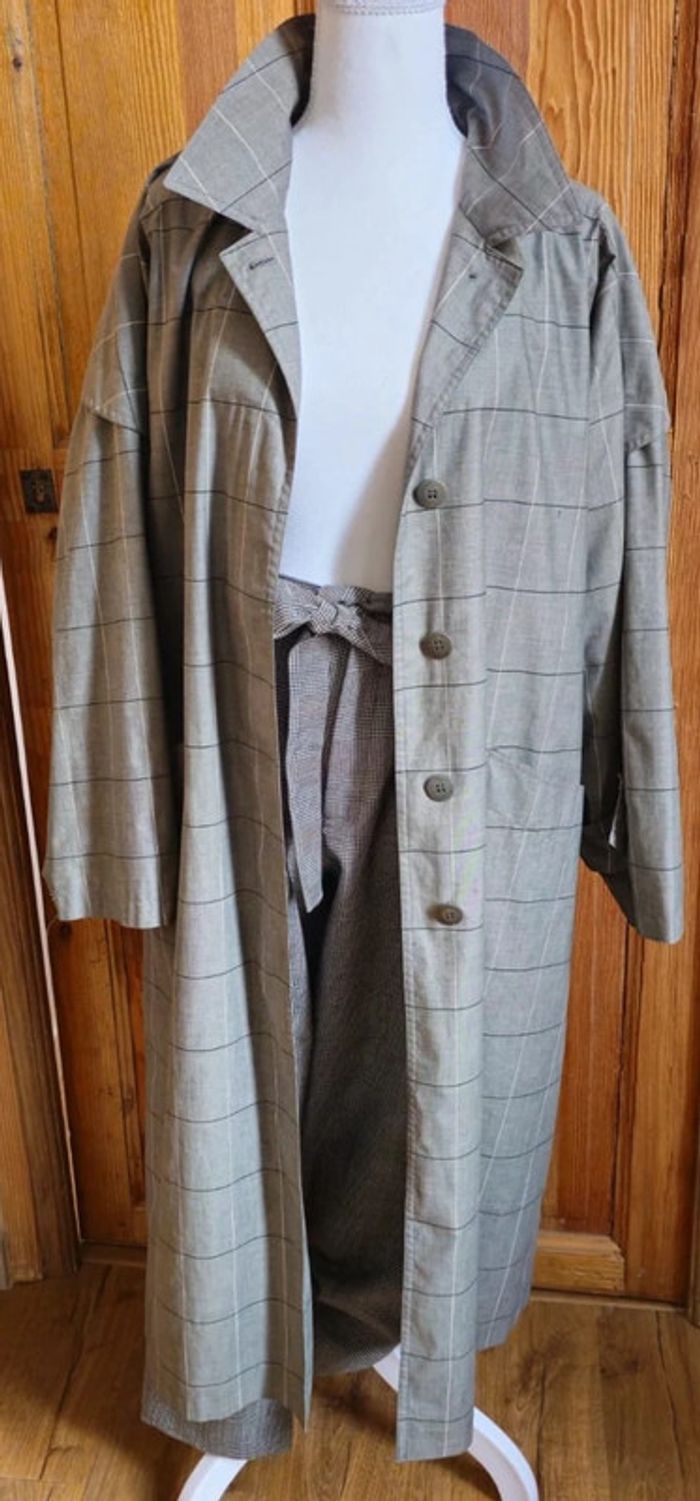 Trench vintage made in France gris a carreaux