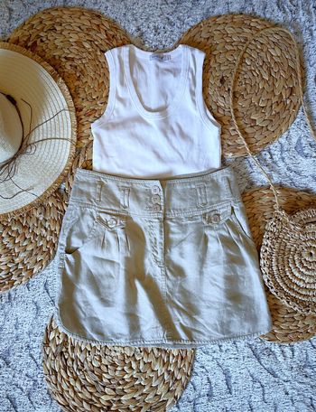 Jupe en lin beige Morgan S/36